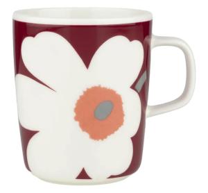 Marimekko Mugg Unikko 60Års Jubileum Vit/Vinröd/Korall 2,5dl