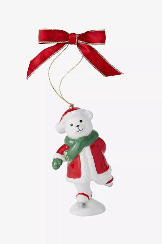 Spode Christmas Skating Teddy Bear Ornament 9,5cm