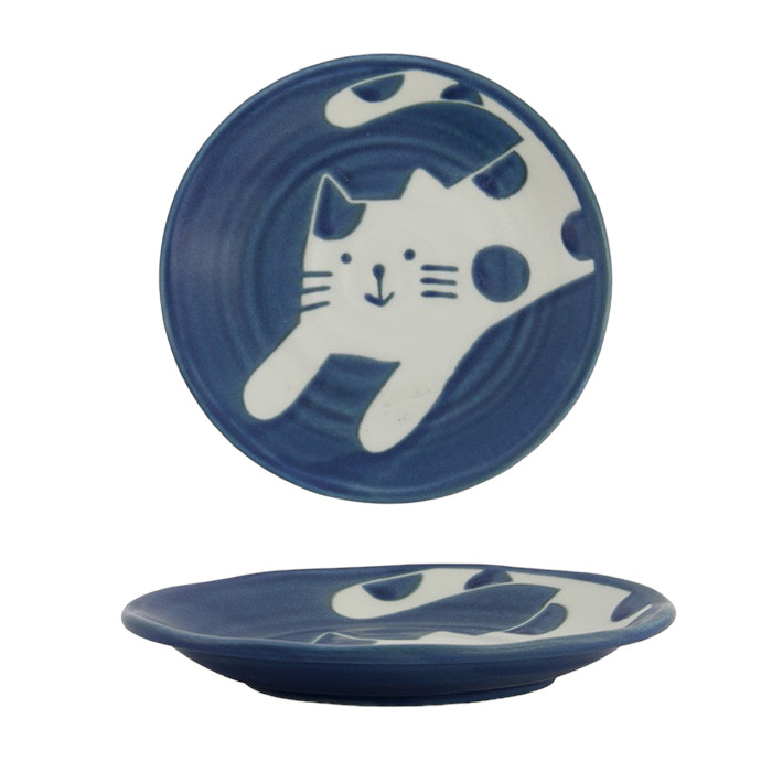 Neko Maruke Assiette Cat Mörkblå 14,2x5cm