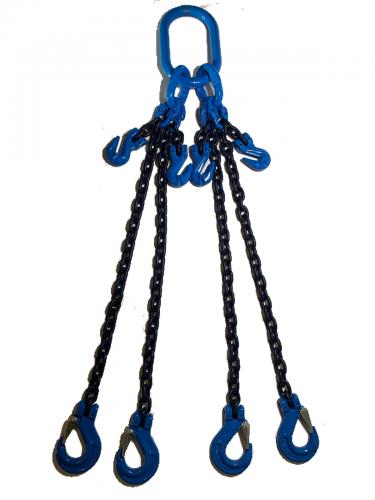 Lyftkätting - fyrdelad säkerhetskrok med förkortningskrok