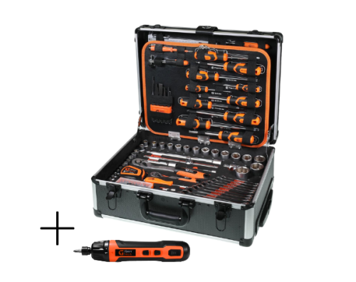 VERKTYGSSATS  PREMIUM 141 DELAR + batteridriven skruvdragare