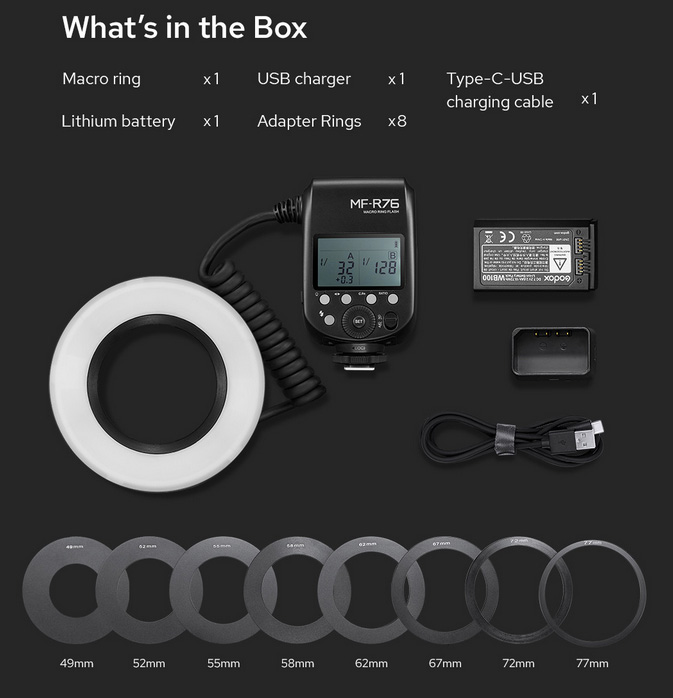GODOX MF-R76 MACRO RING FLASH 49-77MM