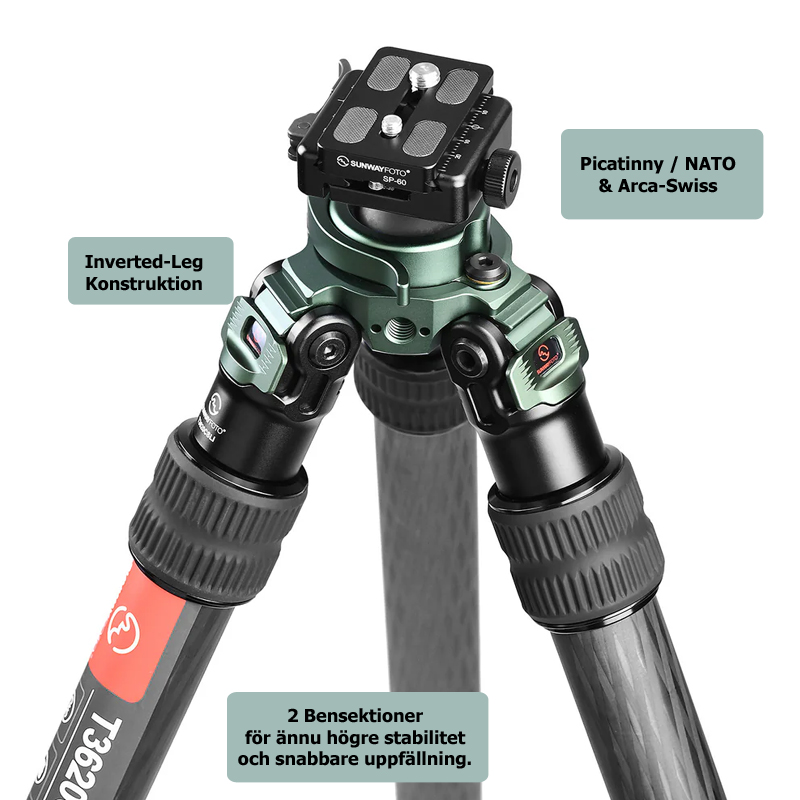 SUNWAYFOTO T3620CSLI-D SKYTTESTATIV PICATINNY/ NATO ARCA SKJUTSTÖD