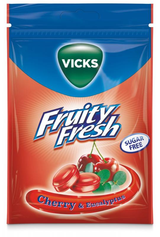 Halstabletter Fruity Fresh Cherry Sockerfri 2x72g Vicks