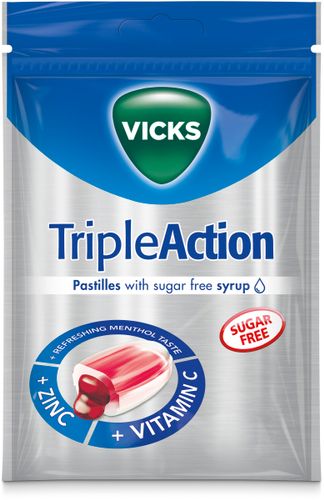 Halstabletter Triple Action Sockerfri 2x72g Vicks