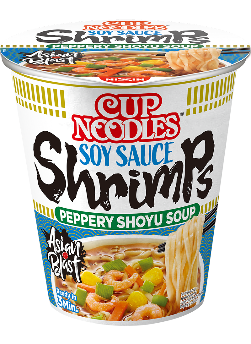 Cup Noodles Soy Sauce Shrimps Snabbnudlar 8x63g Nissin