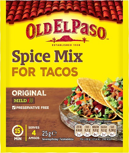 Tacokrydda Spice Mix (Mild) 24x25g Old El Paso