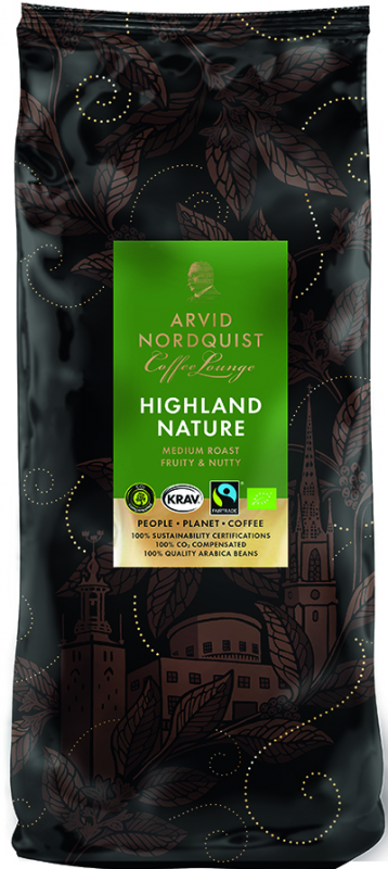 Kaffe Highland Nature Hela Bönor Mellanrost Krav 6x1000g Arvid Nordquist