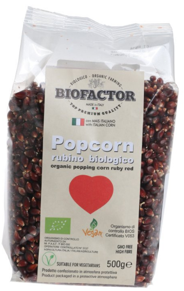 Popcorn Röd Eko 500g Biofactor