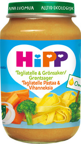 Barnmat 8-11mån Tagliatelle & Grönsaker Eko 6x190g Hipp