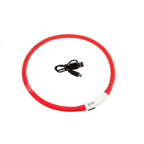 Hundhalsband 1st blinkande justerbar visio light USB reflex röd