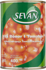 Vita bönor i tomatsås från Sevan på konserv
