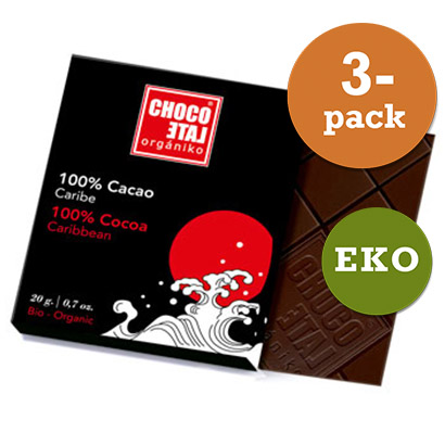 Mörk Choklad 100% Eko 3x20g Chocolate Orgániko