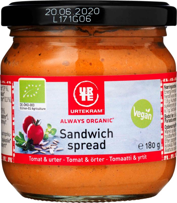 Sandwichspread Tomat & Örter EKO 2x180g Urtekram