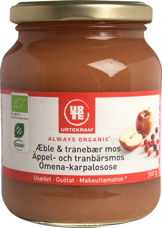 Äppel- & Tranbärsmos EKO 6x360g Urtekram