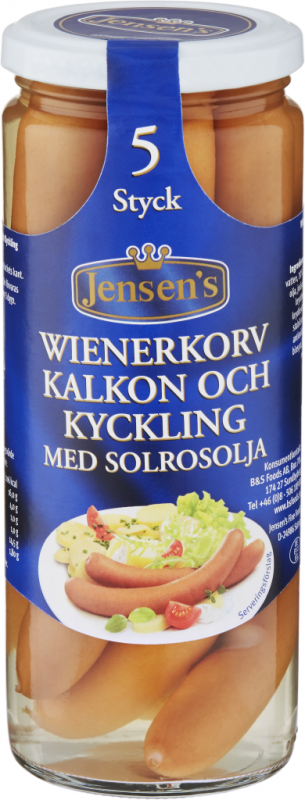 Wienerkorv Kalkon & Kyckling I Olja 12x475g Jensen´s