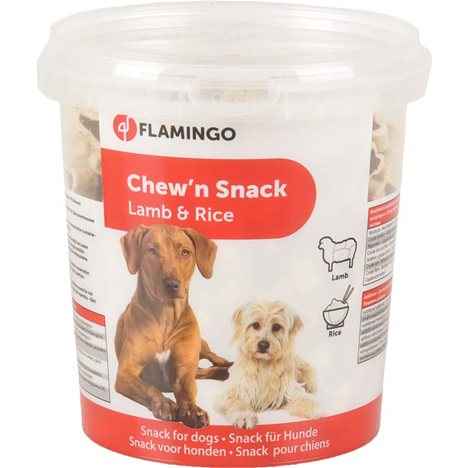 Hundgodis Chew´n Snack bones Lamm & Ris 500g Flamingo