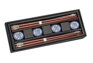 Chopsticks Set + Rest Seigaiha 22,5cm 4 par