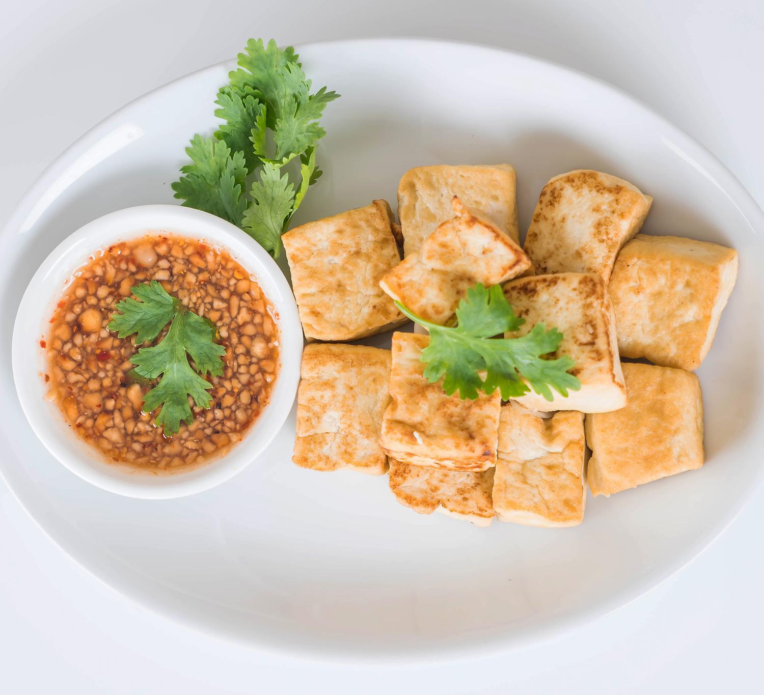 Friterad tofu med dipsås