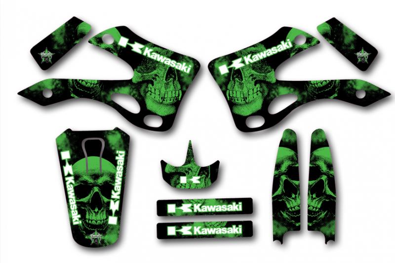 KX 125-250 99-02 Semikit Green Skull