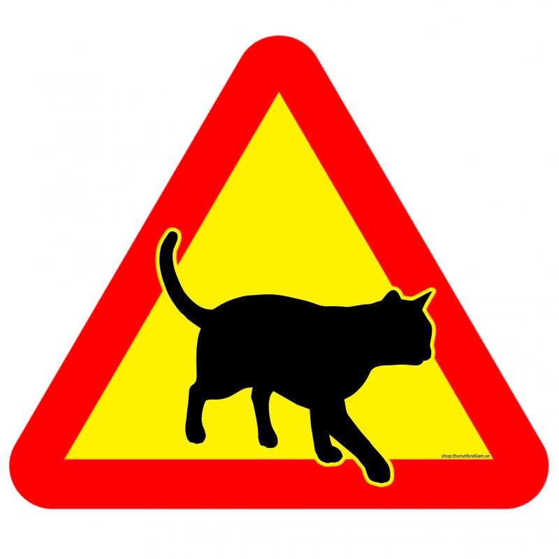 Varningsskylt Gående katt