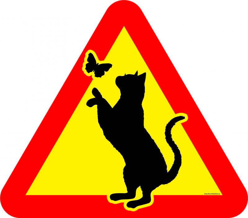 Varningsskylt Katt på 2 ben