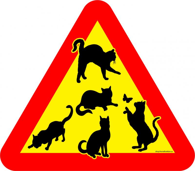 Varningsskylt katter