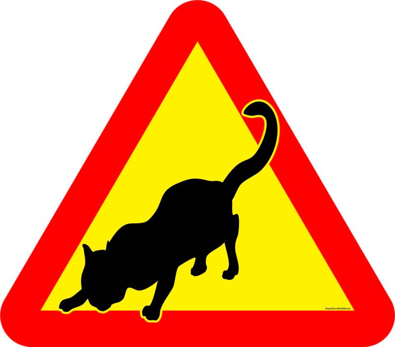 Varningsskylt Katt smygande