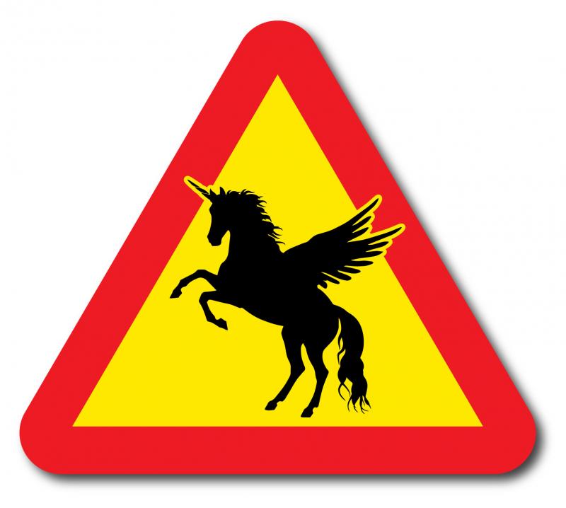 Varningsskylt enhörning / Pegasus 2