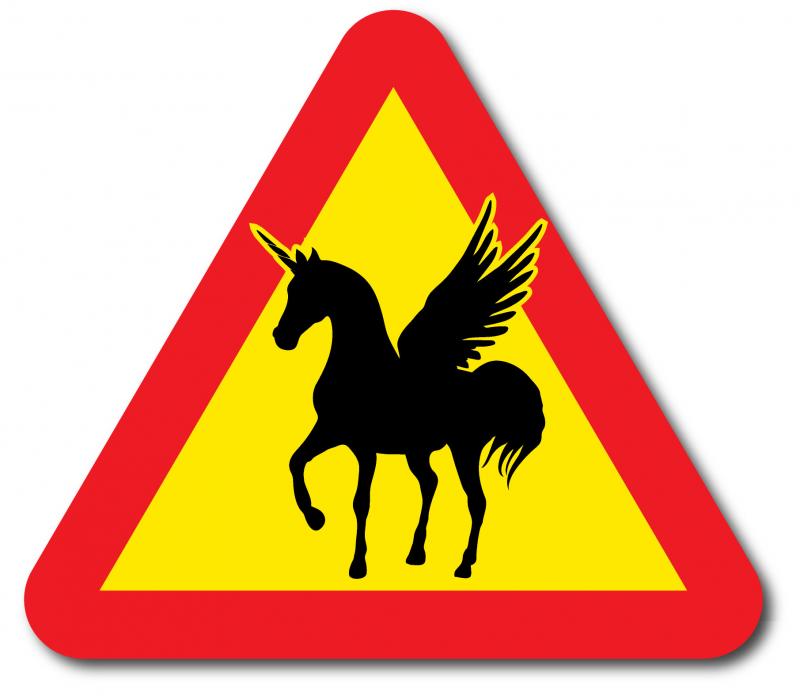 Varningsskylt enhörning / Pegasus