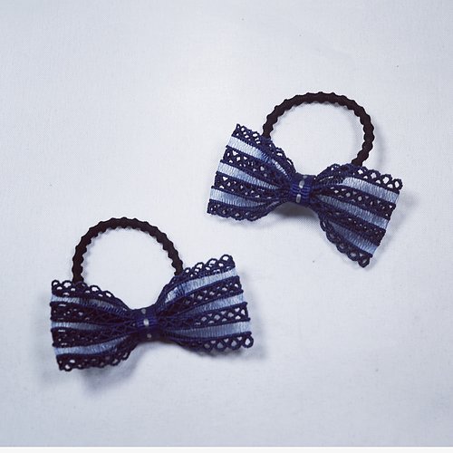Elastic bows lace navy