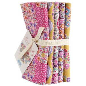 Tilda Pie in the sky Fat Quarter Bundle Cerise/Mustard