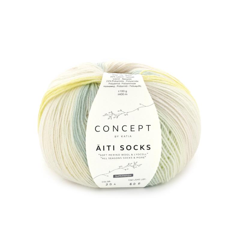Äiti Socks & More 204 blå-citrongul-rosa-grön