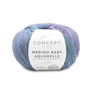Merino Baby Aquarelle 362 lila-vattenblå-senap