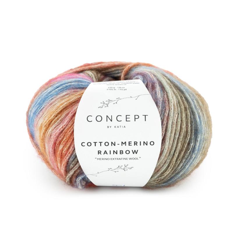 Cotton-Merino Rainbow 501 brun-rosa-blå