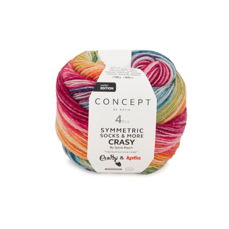 Symmetric socks & more Crasy 105 fuchsia-citrongul-grön-blå