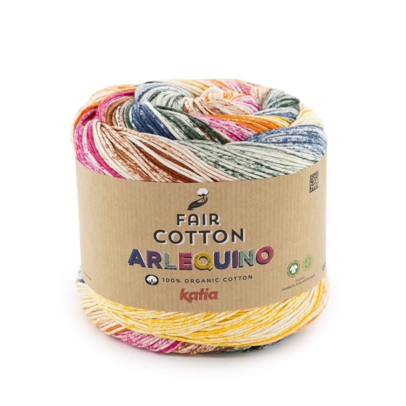 Fair Cotton Arlequino 250 gul-flaskgrön-mörkblå-fuschia