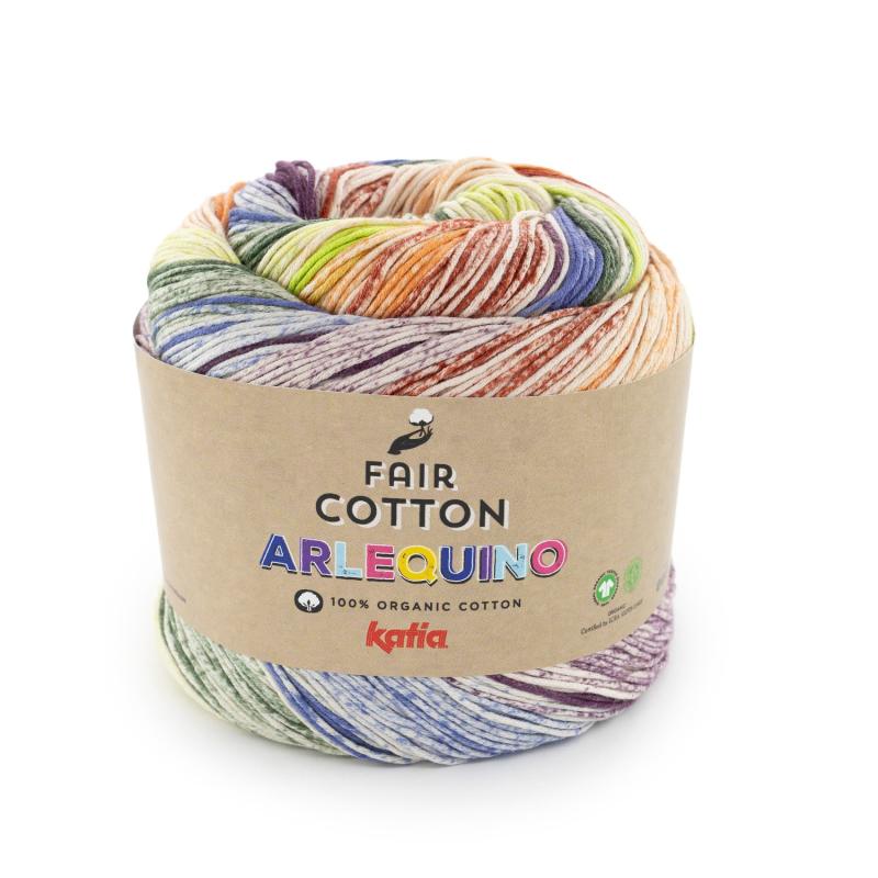 Fair Cotton Arlequino 252 svartavinbär-orange-grön
