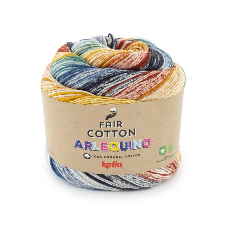 Fair Cotton Arlequino 255 blå-röd-okra