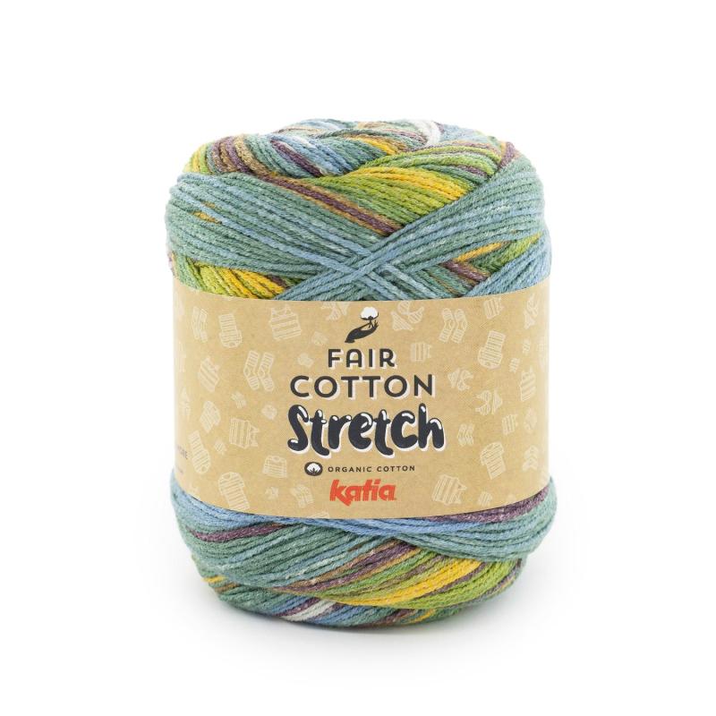 Fair Cotton Strech 100 blå-grön-gul