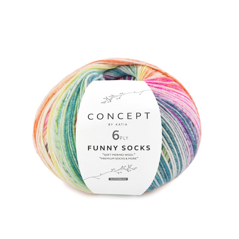 Funny socks 150 blå-fuschia-gul