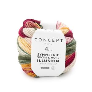 Symmetric socks & more Illusion 74 grön-gul-vinröd