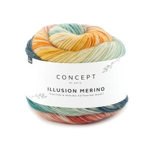 Illusion Merino 301 vattenblå-gul-orange