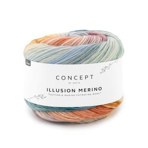Illusion Merino 302 blå-rost-vinröd