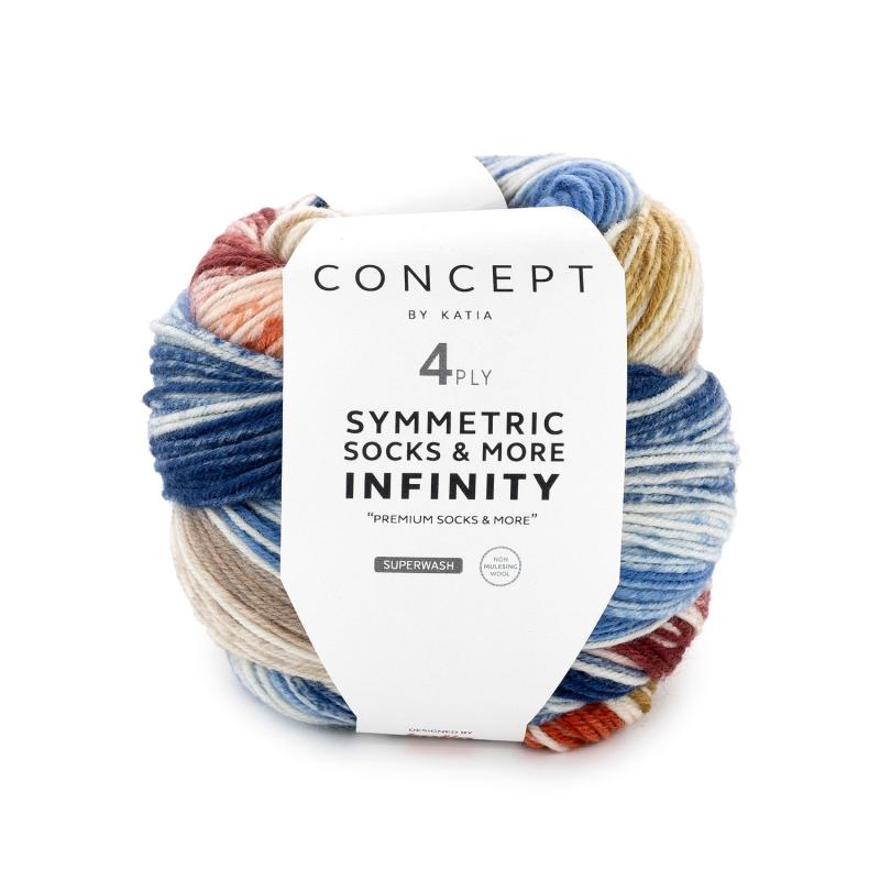 Symmetric socks & more Infinity 92 blå-beige-rost-vinröd