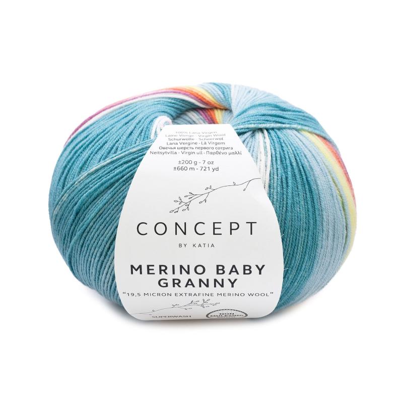 Merino Baby Granny  503 pastellig grön-blå-gul
