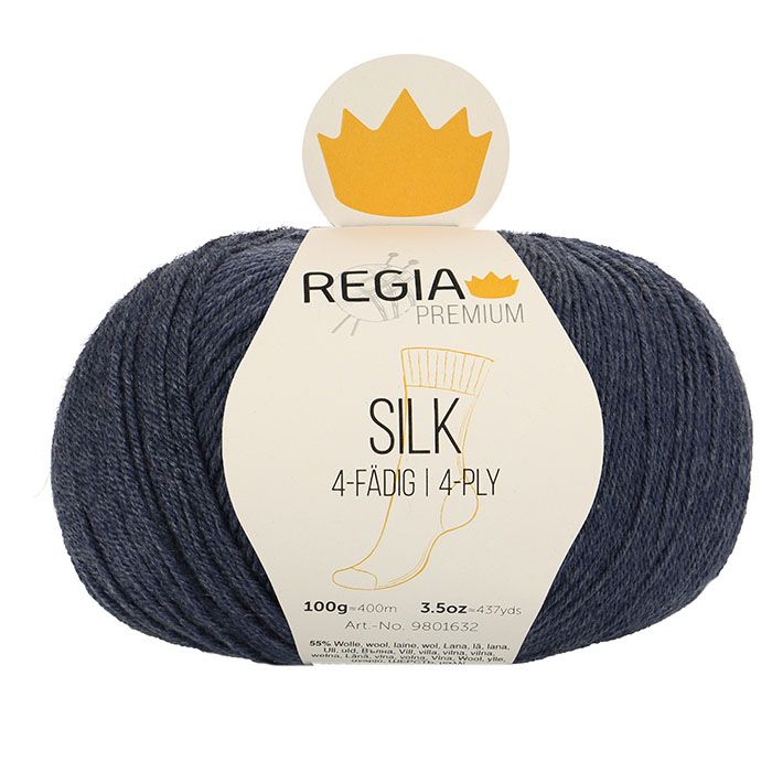 Regia Premium Silk 4ply melerad jeansblå