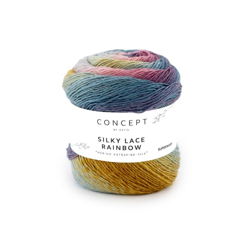 Silky Lace Rainbow 303 rosa-vattenblå-okra