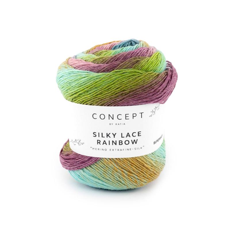 Silky Lace Rainbow 305 vattenblå-pistage- rosa