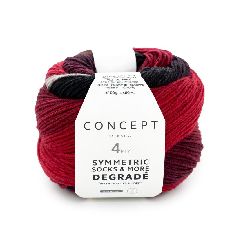 Symmetric socks & more Degrade 53 röd-plommon-svart